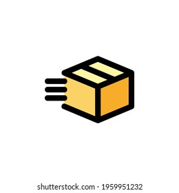 Send Package Unboxing Outline Icon Vector Illustration
