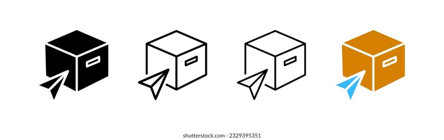 Send a parcel. Different styles, color, parcel delivery. Vector icons.