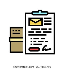 send parcel or letter color icon vector. send parcel or letter sign. isolated symbol illustration