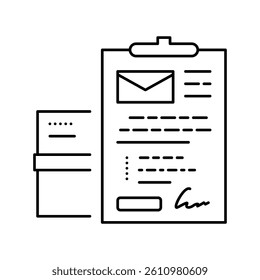 send parcel or letter line icon vector. send parcel or letter sign. isolated contour symbol black illustration