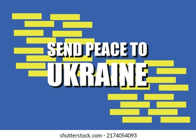 Schicken Sie Frieden in die Ukraine. Vektorgrafik mit Blau und Gelb. Hintergrundbanner-Design mit Buchstaben für Online-Nutzung
