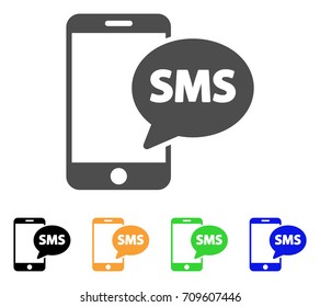 Send Phone SMS vector pictogram. Style is a flat graphic symbol in grey, black, yellow, blue, green color variants. Designed for web and mobile apps.