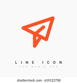 Send plane line vector icon