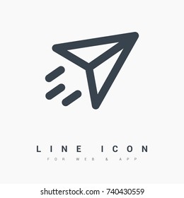 Send plane line vector icon