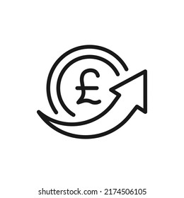 Enviar dinero. Estilo de línea de icono de pago de transferencia aislado en fondo blanco. Ilustración del vector