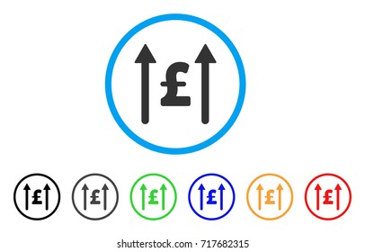 Send Pound rounded icon. Style is a flat send pound gray symbol inside light blue circle with black, gray, green, blue, red, orange variants. Vector designed for web and software interfaces.