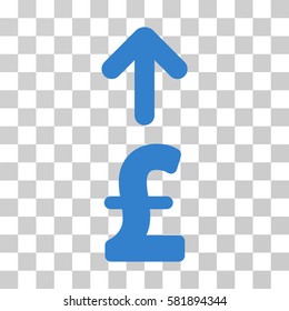Send Pound vector icon. Illustration style is a flat iconic cobalt symbol on a transparent background.