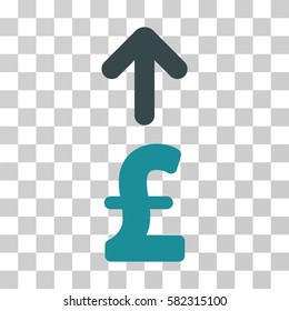 Send Pound vector pictograph. Illustration style is a flat iconic bicolor soft blue symbol on a transparent background.
