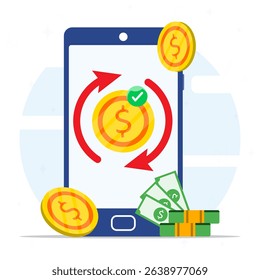 Send or receive payments, mobile transfer payments. Money transfer concept.