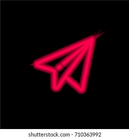 Send red glowing neon ui ux icon. Glowing sign logo vector