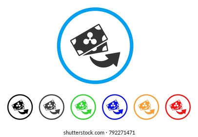 Send Ripple Banknotes rounded icon. Style is a flat grey symbol inside light blue circle with additional color versions. Send Ripple Banknotes vector designed for web and software interfaces.