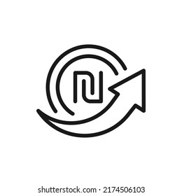 Send shekel money. Transfer payment icon line style isolated on white background. Vector illustration