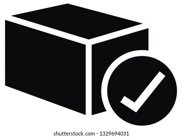 Send shipment, web vector icon, black silhouette of packet. Icon for issued goods.