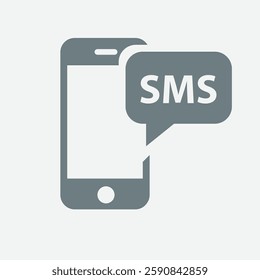 Send SMS icon design, messaging, communication, mobile, text, notification symbol.