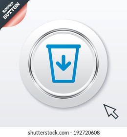 Send to the trash icon. Recycle bin sign. White button with metallic line. Modern UI website button with mouse cursor pointer. Vector
