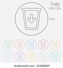 Send to the trash icon. Recycle bin sign. Thin line circle web icons with outline. Vector