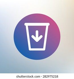 Send to the trash icon. Recycle bin sign. Icon on blurred background. Vector