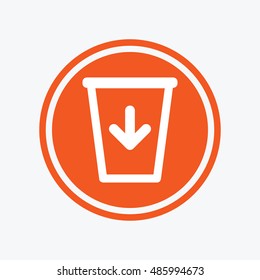 Send to the trash icon. Recycle bin sign. Graphic design element. Flat recycle bin symbol on the round button. Vector