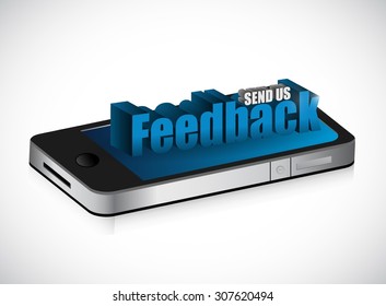 send us feedback from your phone sign illustration design over white