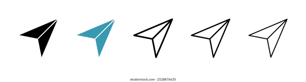 Send vector icon set in black and blue colors.
