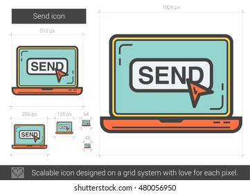 Send vector line icon isolated on white background. Send line icon for infographic, website or app. Scalable icon designed on a grid system.