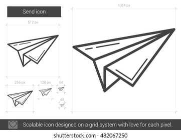 Send vector line icon isolated on white background. Send line icon for infographic, website or app. Scalable icon designed on a grid system.