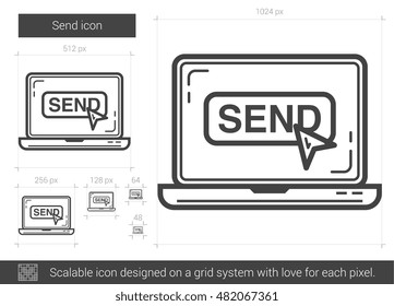 Send vector line icon isolated on white background. Send line icon for infographic, website or app. Scalable icon designed on a grid system.