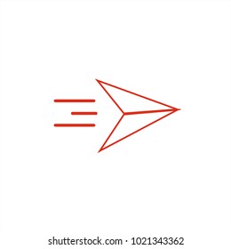 Send vector minimal single flat icon. Plane line vector icon for websites and mobile minimalistic flat design.