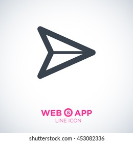 Send vector minimal single flat icon. Plane line vector icon for websites and mobile minimalistic flat design.