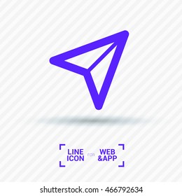 Send vector minimal single flat icon. Plane line vector icon for websites and mobile minimalistic flat design.