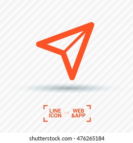 Send vector minimal single flat icon. Plane line vector icon for websites and mobile minimalistic flat design.
