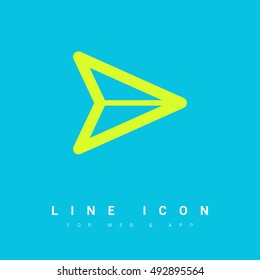 Send vector minimal single flat icon. Plane line vector icon for websites and mobile minimalistic flat design.