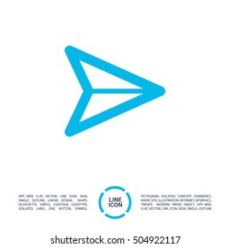 Send vector minimal single flat icon. Plane line vector icon for websites and mobile minimalistic flat design.