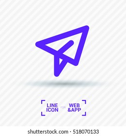 Send vector minimal single flat icon. Plane line vector icon for websites and mobile minimalistic flat design.