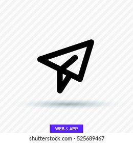 Send vector minimal single flat icon. Plane line vector icon for websites and mobile minimalistic flat design.