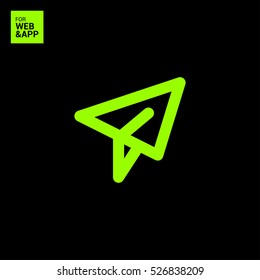 Send vector minimal single flat icon. Plane line vector icon for websites and mobile minimalistic flat design.