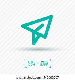 Send vector minimal single flat icon. Plane line vector icon for websites and mobile minimalistic flat design.
