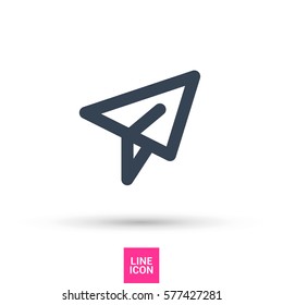 Send vector minimal single flat icon. Plane line vector icon for websites and mobile minimalistic flat design.