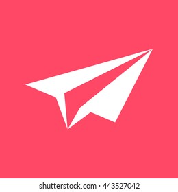 Send white icon on magenta color background. Eps-10.