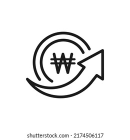 Send won money. Transfer payment icon line style isolated on white background. Vector illustration