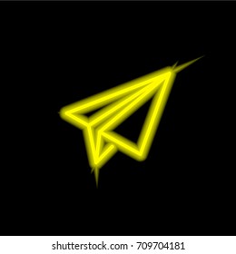 Send yellow glowing neon ui ux icon. Glowing sign logo vector