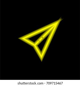 Send yellow glowing neon ui ux icon. Glowing sign logo vector