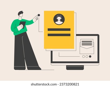 Send your CV abstract concept vector illustration. Hiring, send your CV online, headhunting company, HR service, human resources, apply now, corporate website bar, menu button abstract metaphor.