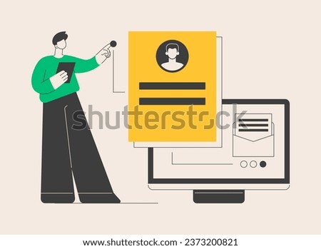 Send your CV abstract concept vector illustration. Hiring, send your CV online, headhunting company, HR service, human resources, apply now, corporate website bar, menu button abstract metaphor.
