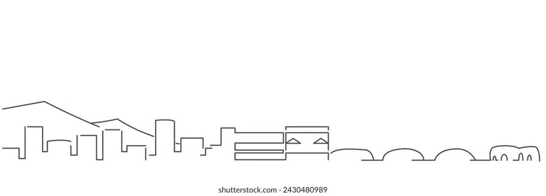 Sendai Dark Line Simple Minimalista Skyline Con Fondo Blanco