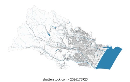 Sendai map. Detailed map of Sendai city administrative area. Cityscape panorama. Royalty free vector illustration. Outline map with highways, streets, rivers. Tourist decorative street map.