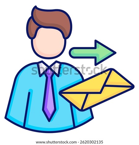 Sender icon represented by Sender symbol Lineal Color style.