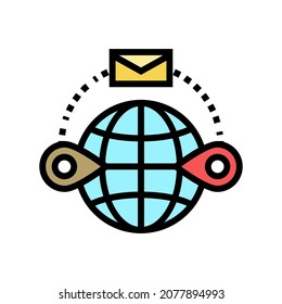 sending abroad color icon vector. sending abroad sign. isolated symbol illustration