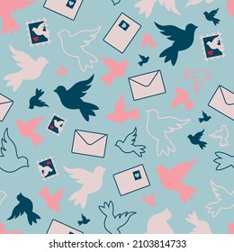 Sending Air Mail With Cute Carrier Doves