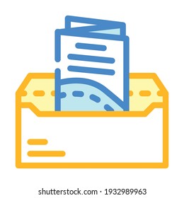 sending booklet in envelope by mail color icon vector. sending booklet in envelope by mail sign. isolated symbol illustration